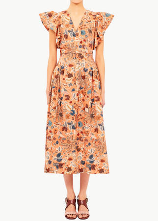 orange drop waist midi dress Orange Aubree Midi Dress main image 0