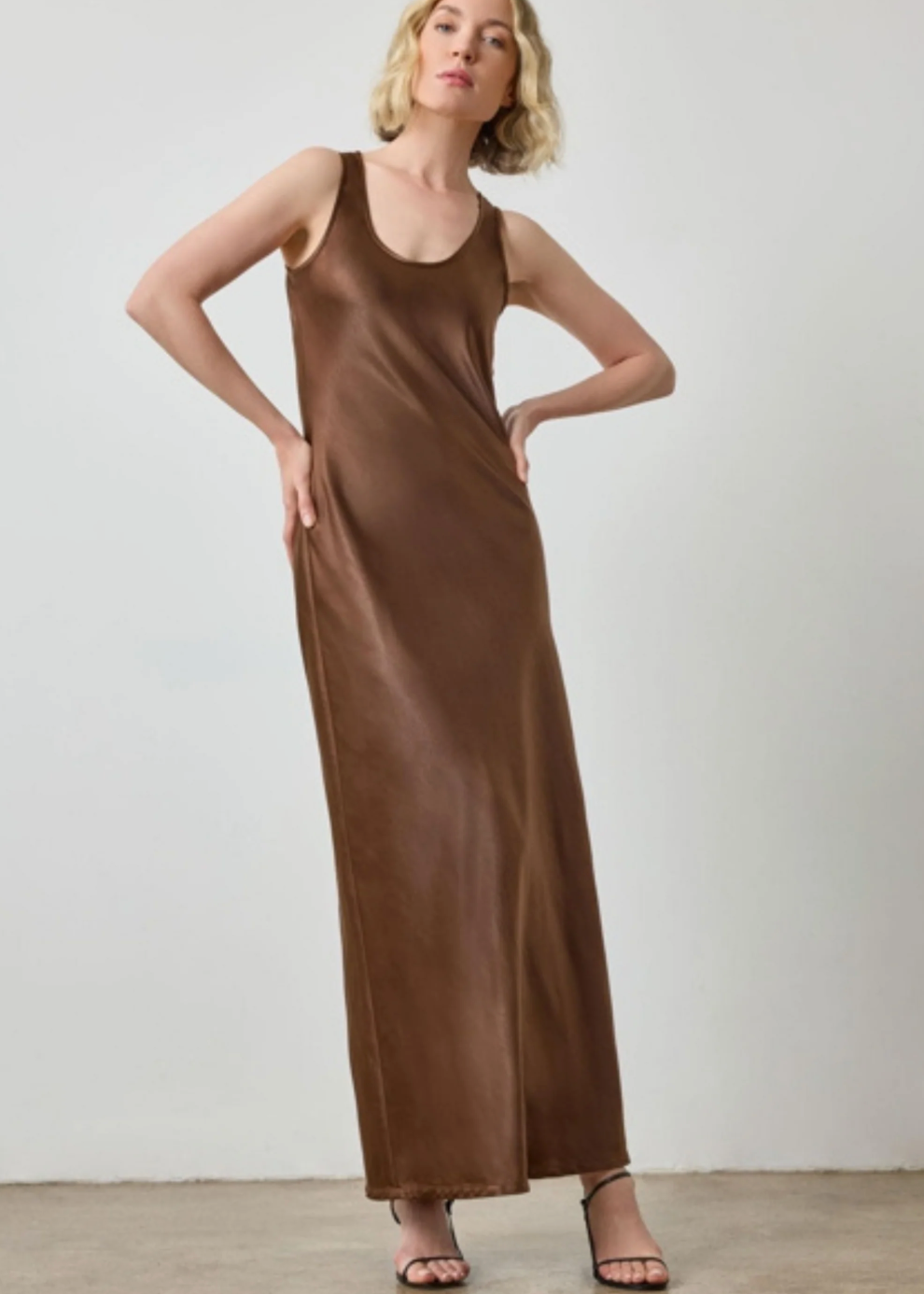 SATIN BIAS MAXI DRESS