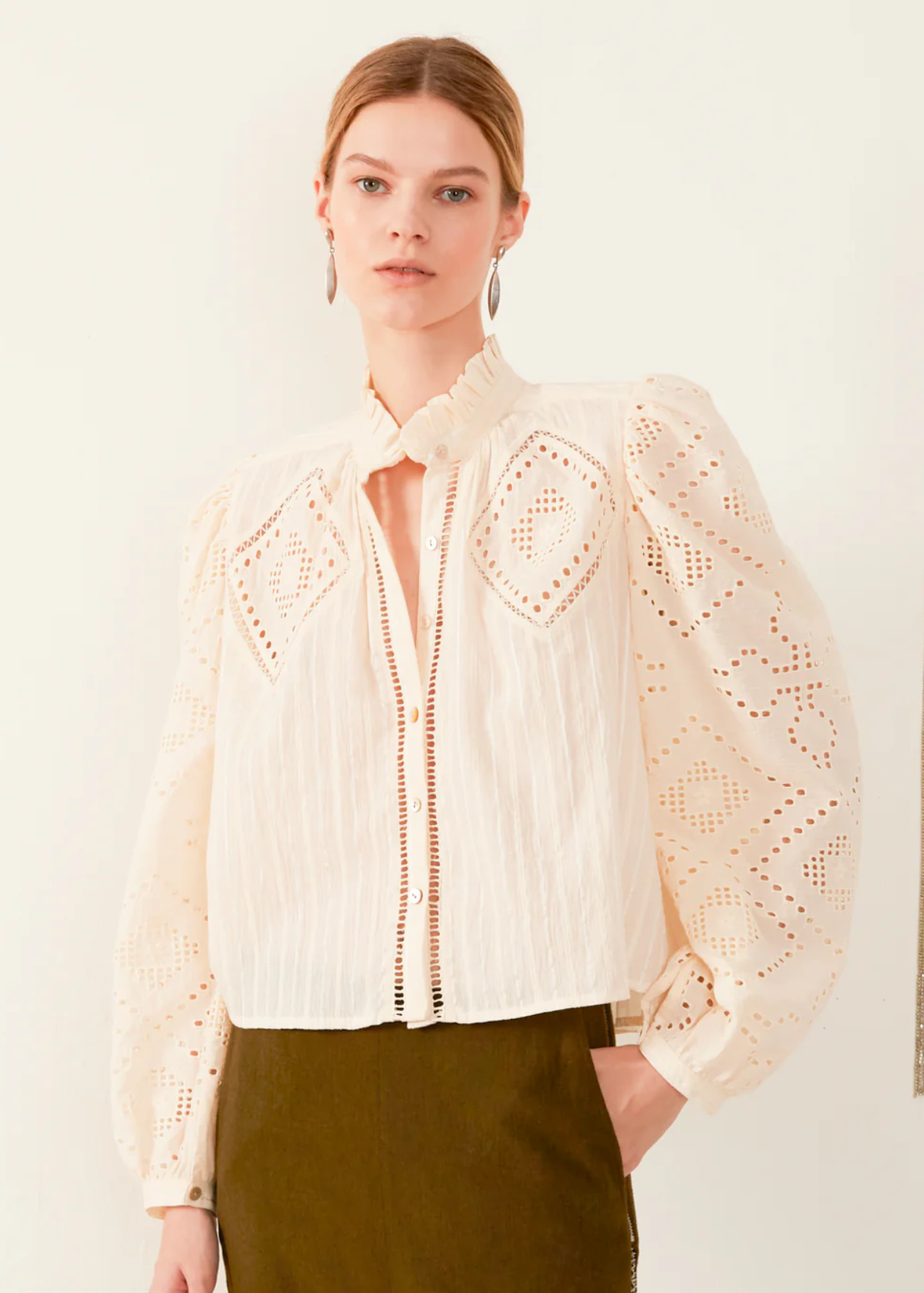 ANNABEL PEARL EYELET SHIRT