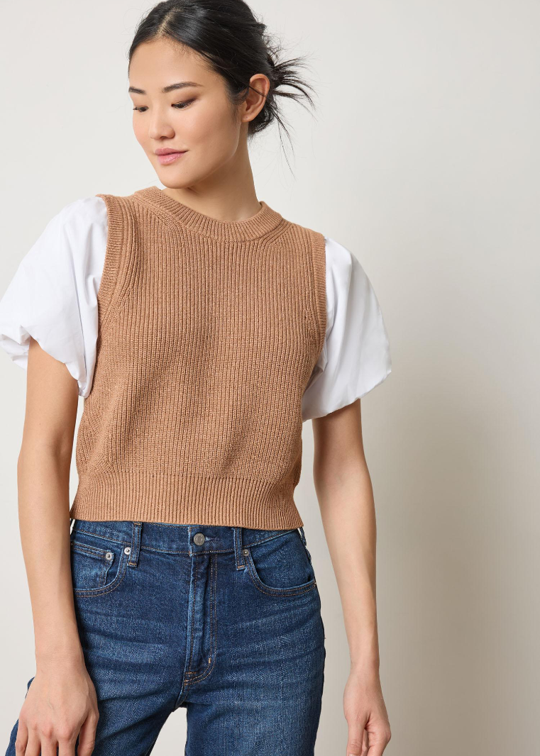MIXED MEDIA PULLOVER SWEATER