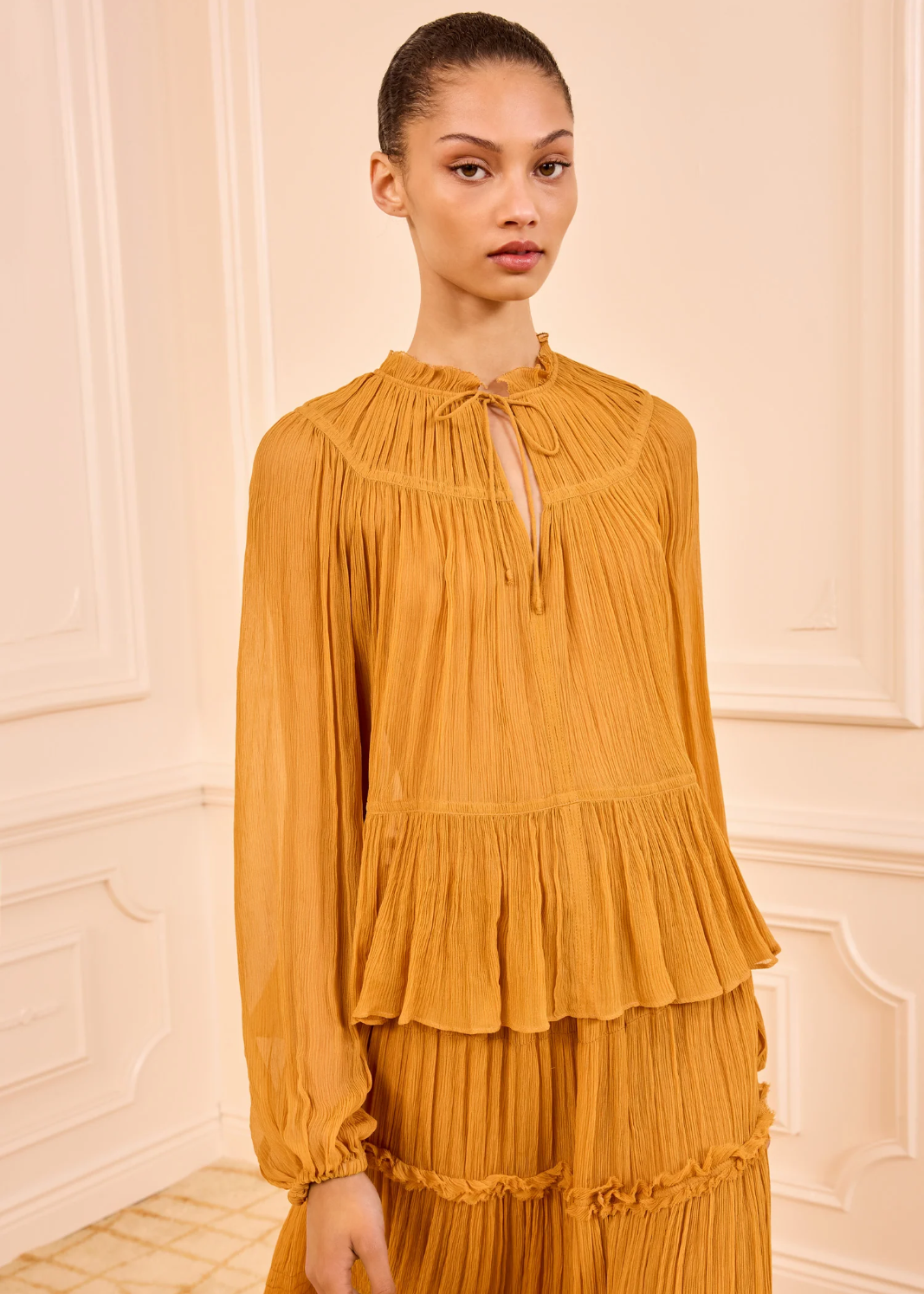 LEANDRA L/S SILK BLOUSE