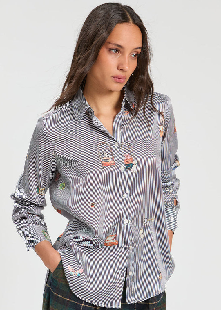 GABY PINSTRIPE BLOUSE