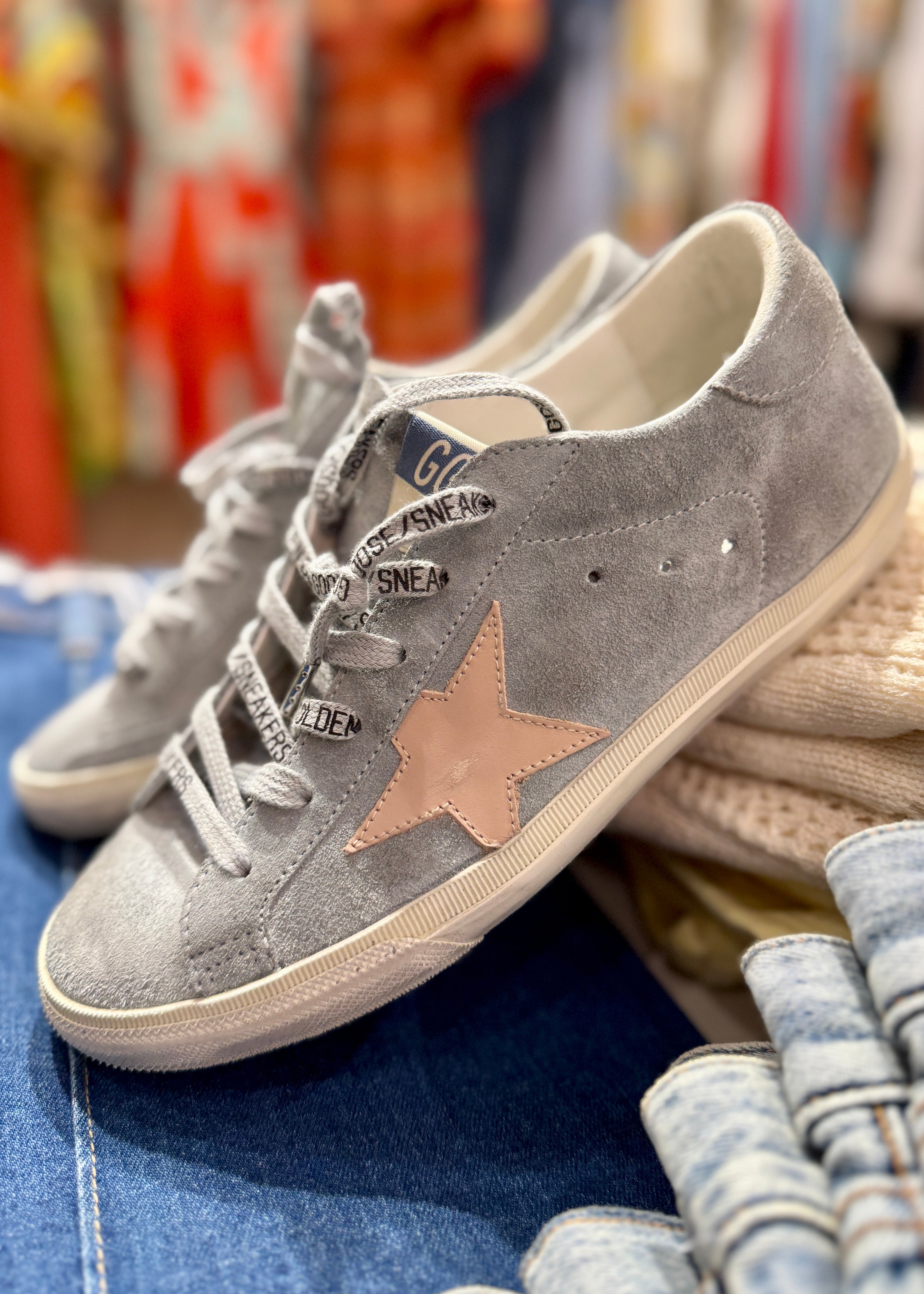 SUEDE WITH PINK STAR