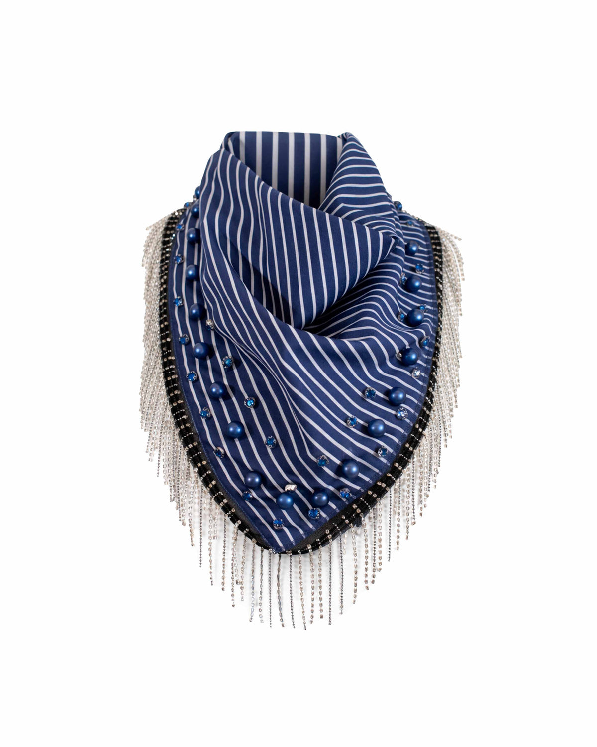 STRIPE EMBELLISHED SCARF INK BLUE