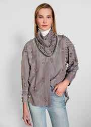 STRIPE EMBELLISHED SCARF HUCKLEBERRY