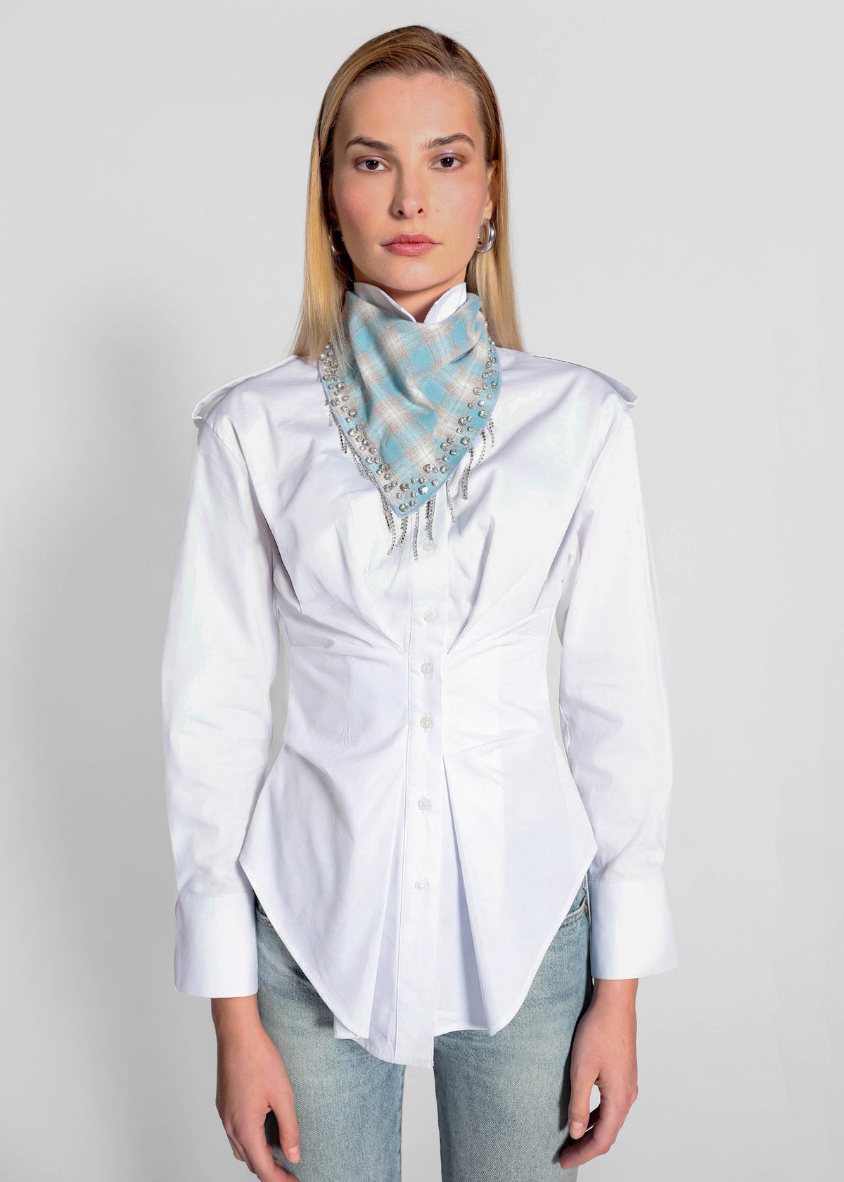 PLAID FLANNEL EMBELLISHED SCARF STILLWATER
