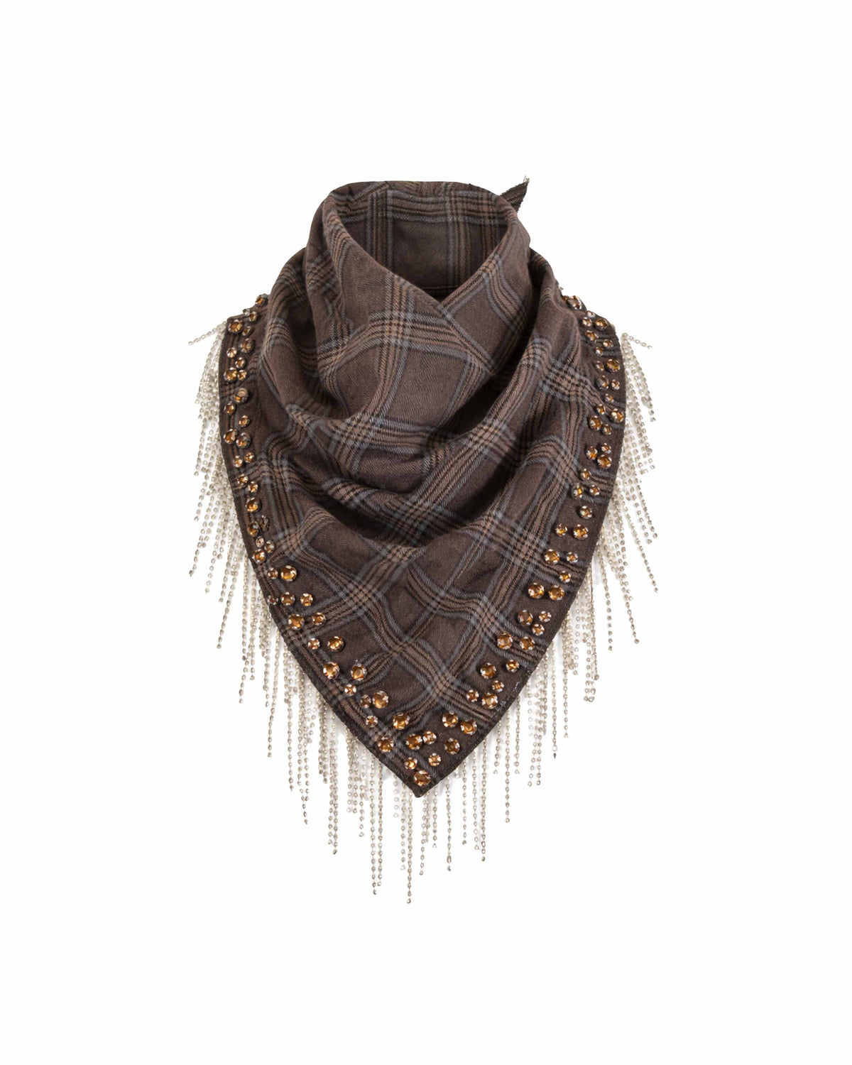 PLAID FLANNEL EMBELLISHED SCARF HUCKLEBERRY