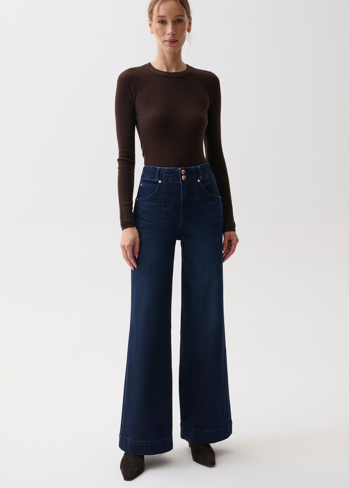 LANA DBL BUTTON HI RISE ULTRA WIDE LEG