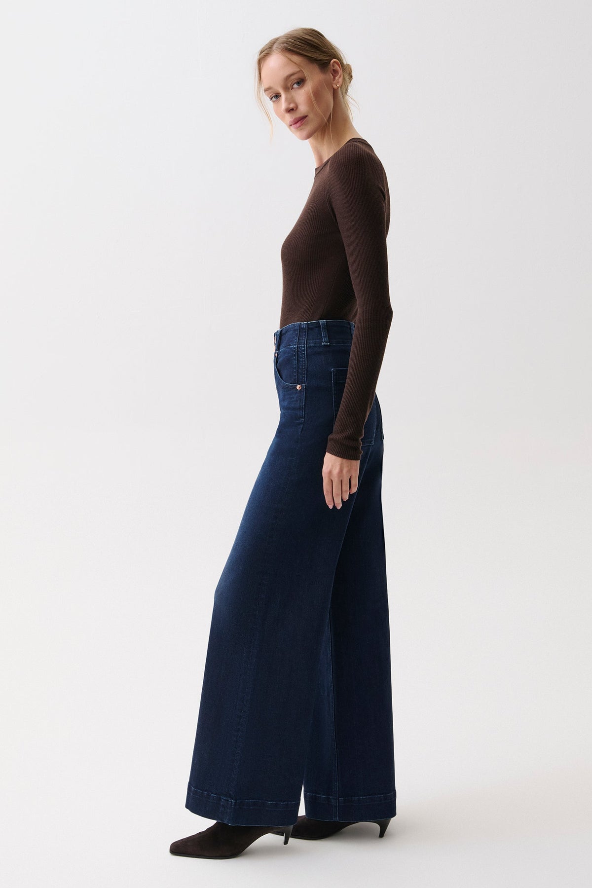 LANA DBL BUTTON HI RISE ULTRA WIDE LEG