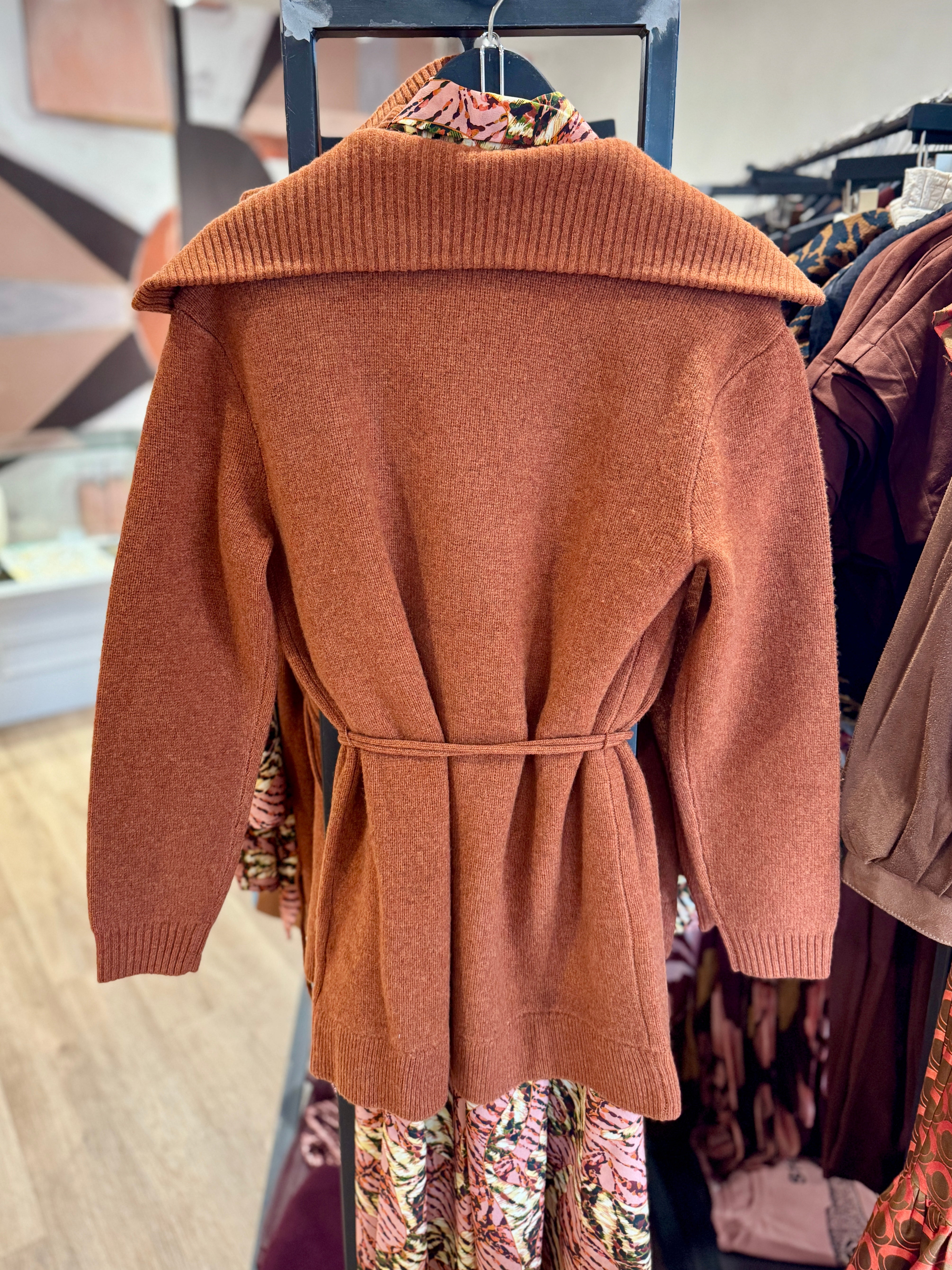 NOTCH COLLAR OPEN CARDIGAN
