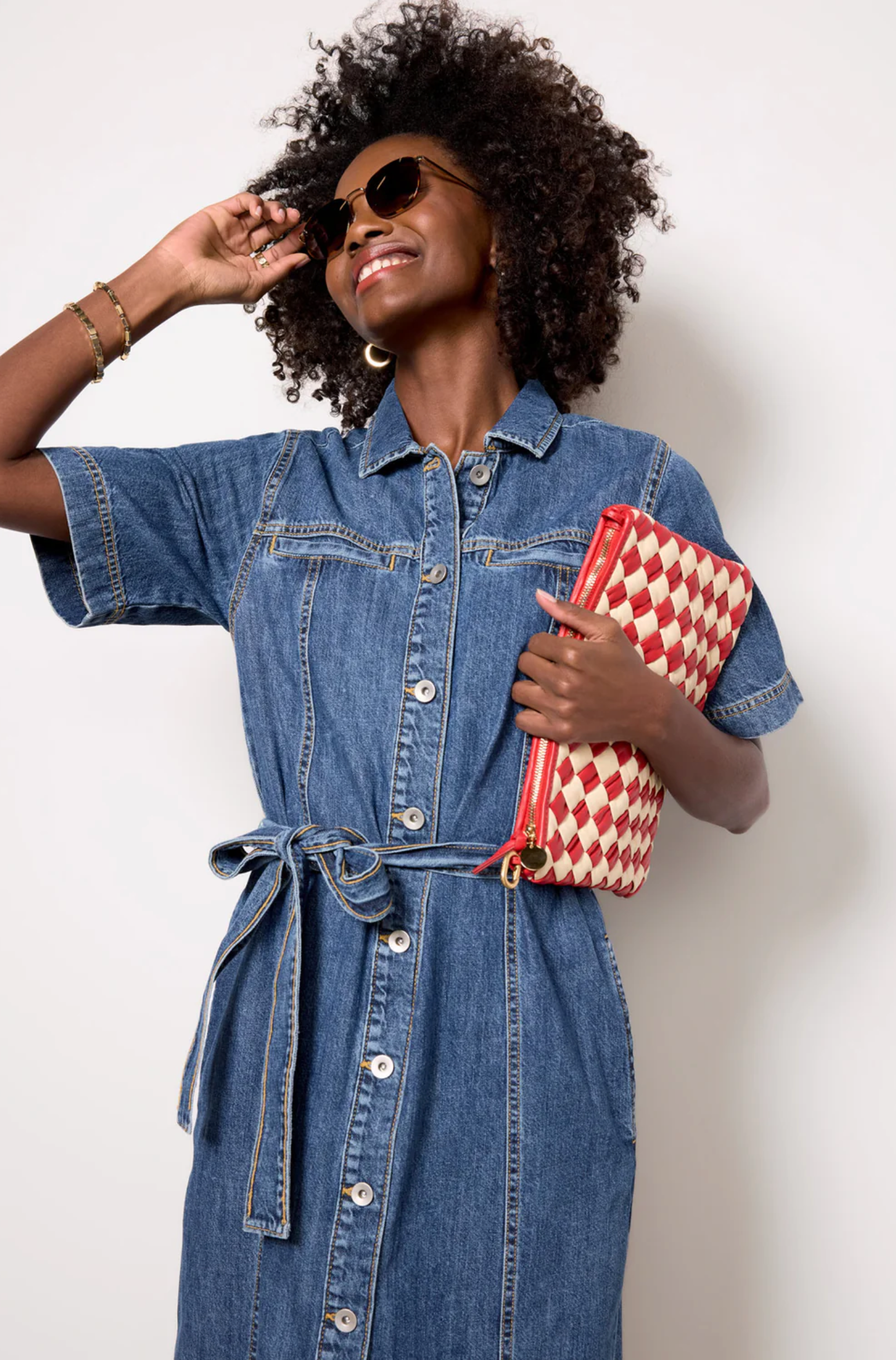 ALMA DENIM MIDI DRESS