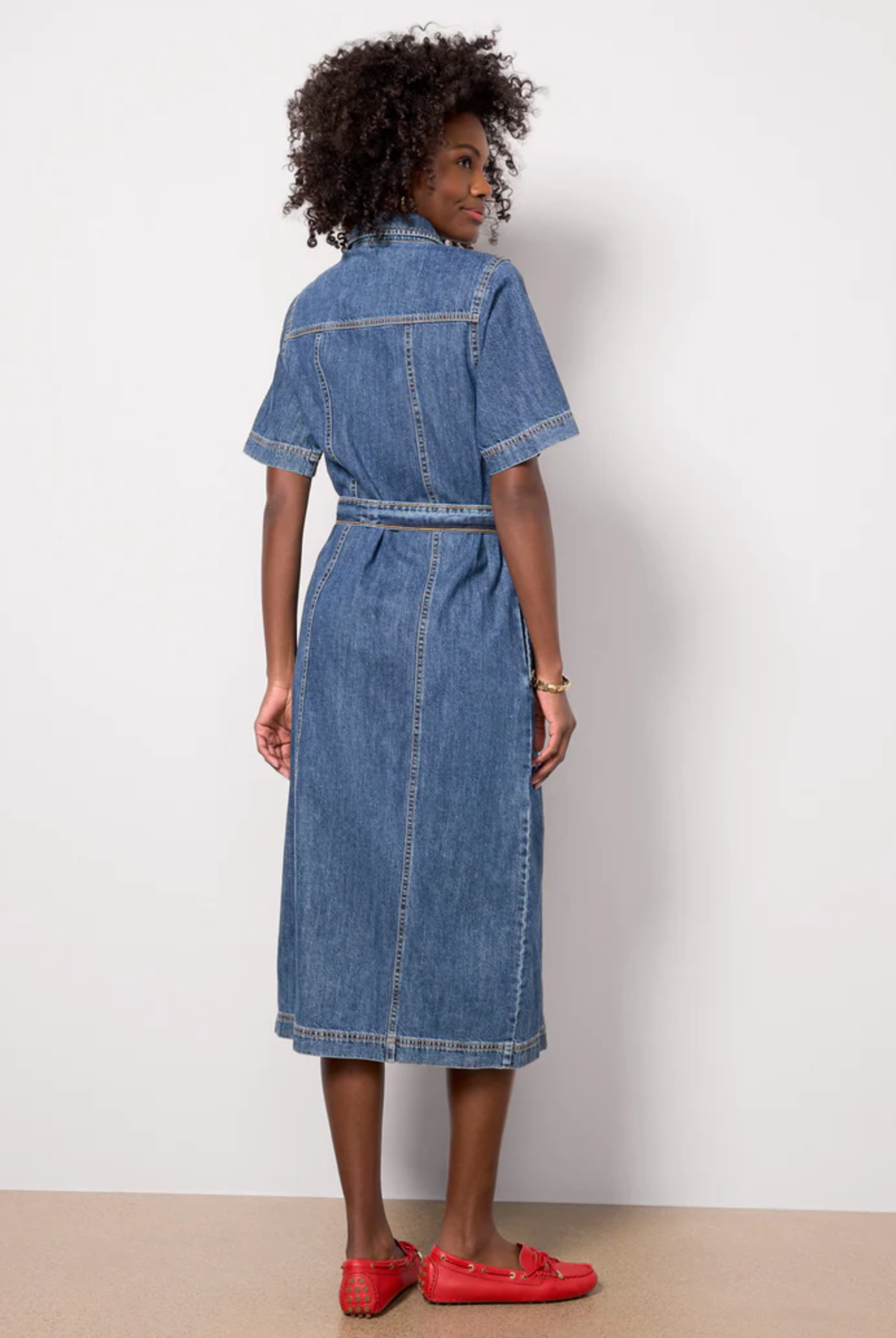 ALMA DENIM MIDI DRESS