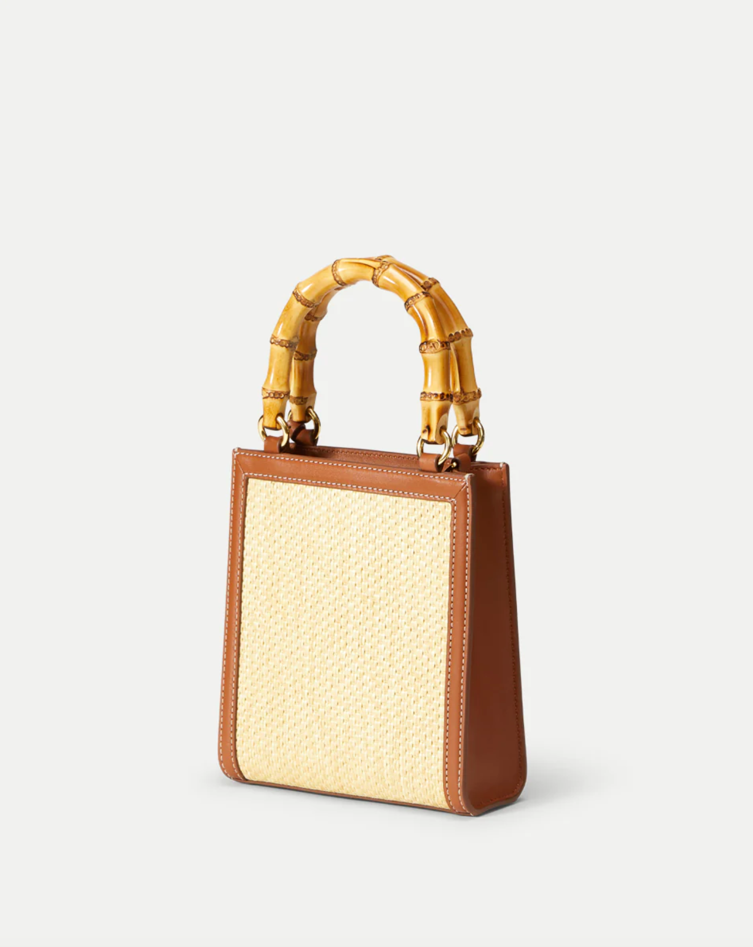 SMALL RAFFIA BAMBOO SHOPPER