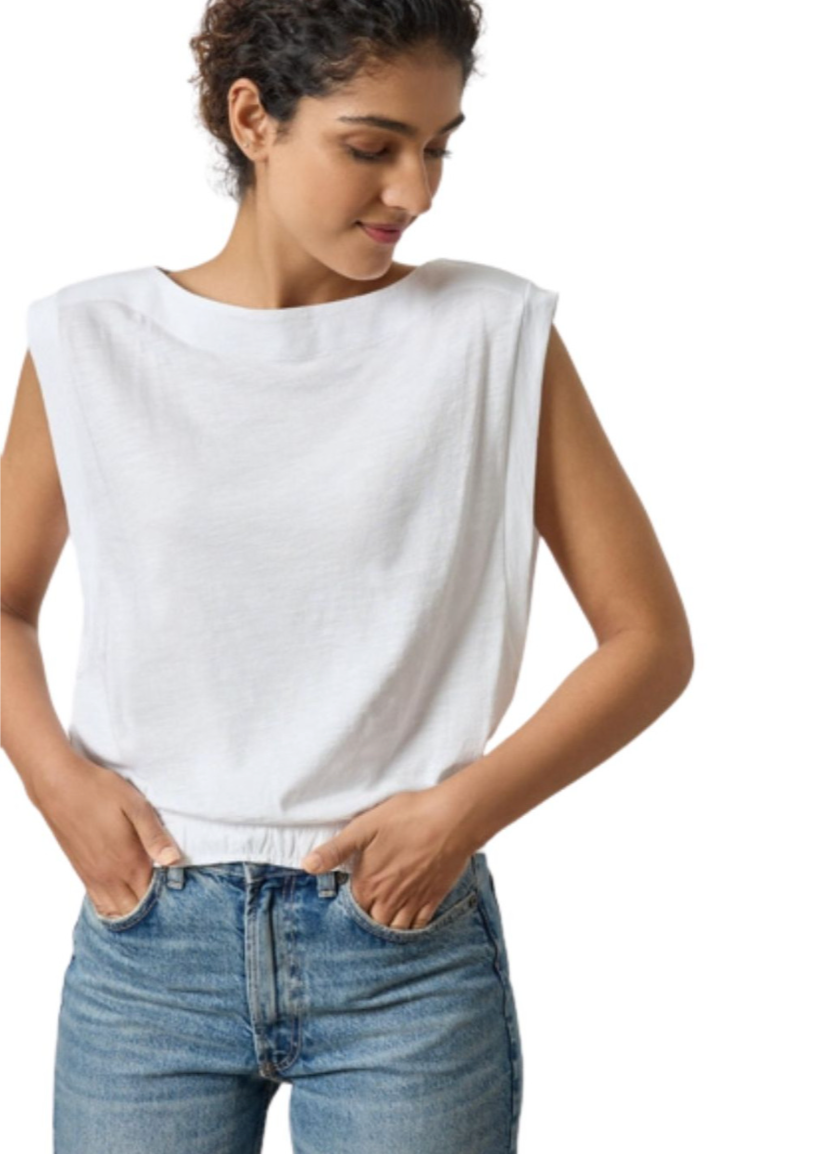 ELASTIC HEM BOATNECK TOP