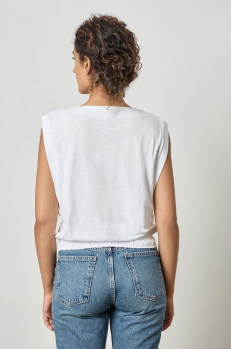 ELASTIC HEM BOATNECK TOP