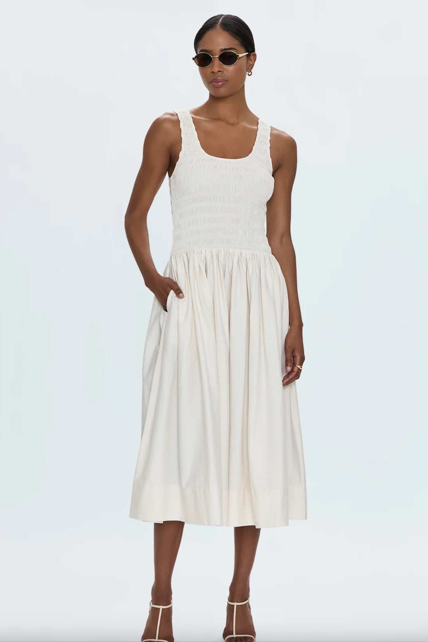 ALESSIA SMOCKED DROP WAIST DRESS