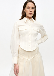 WASHED STRETCH COTTON CORSET SHIRT