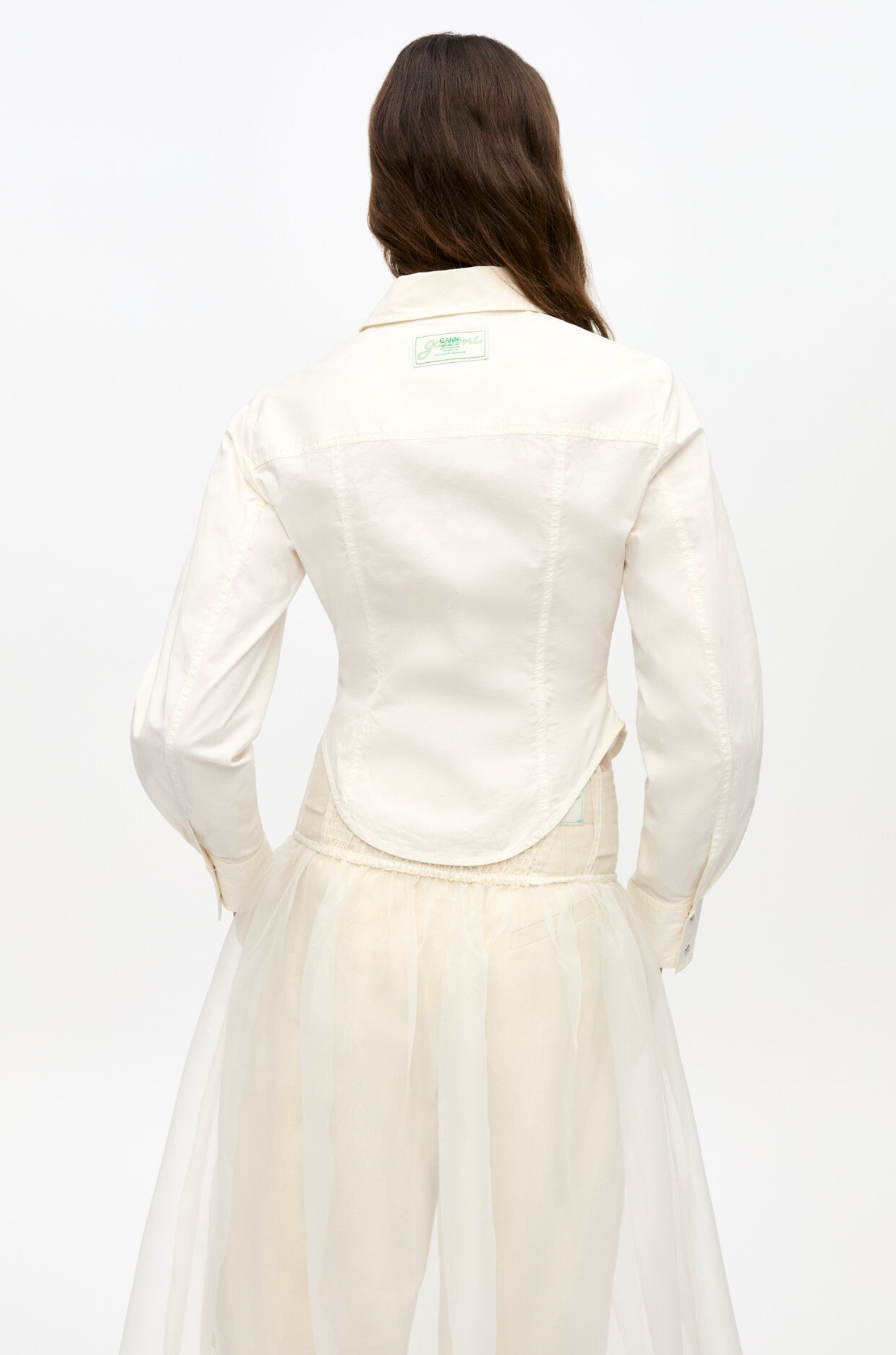 WASHED STRETCH COTTON CORSET SHIRT