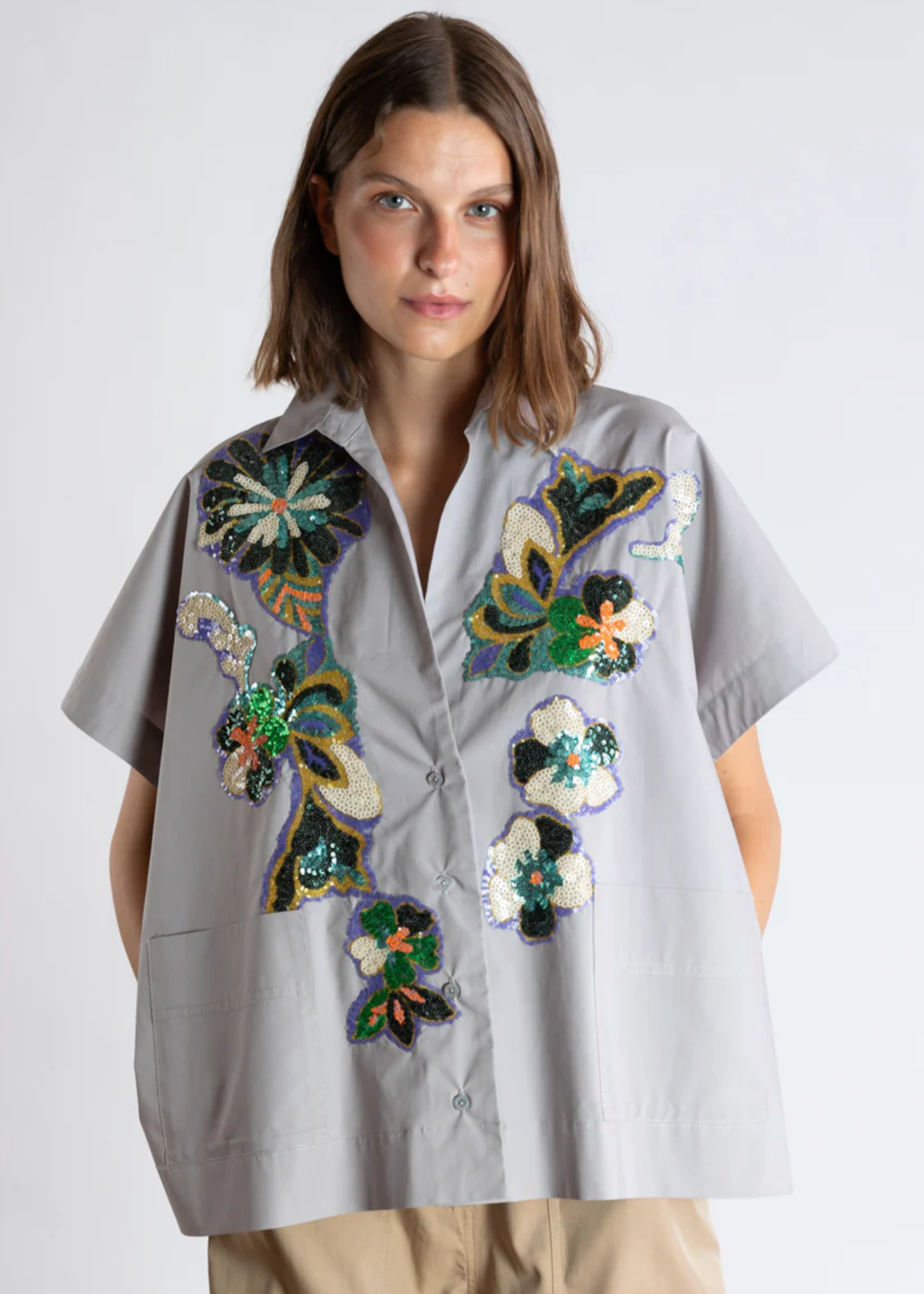 SQUARE CUT EMBELLISHED SHIRT