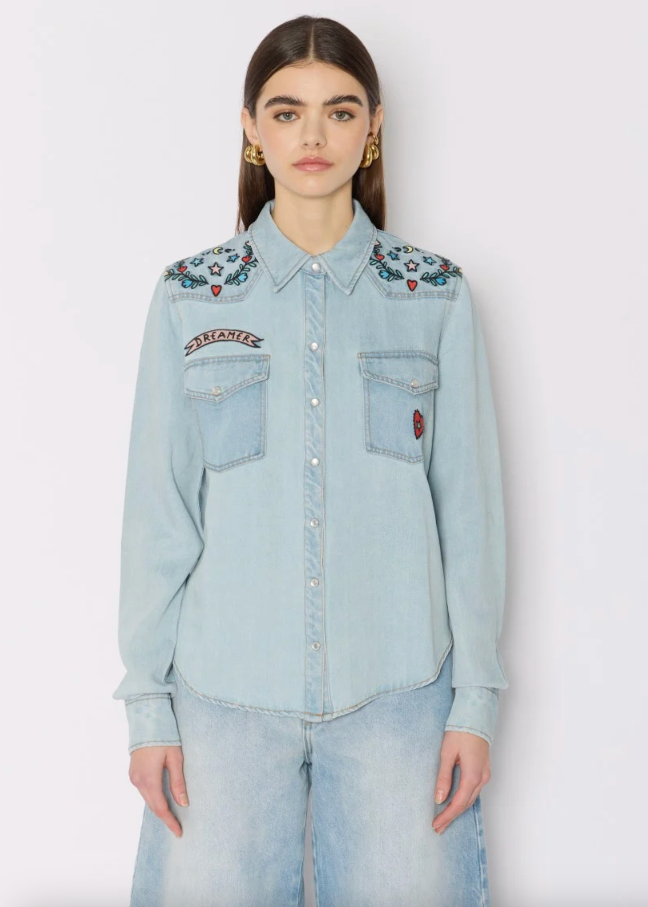 CHEMISE TENCEL AVEC BRODERIES
