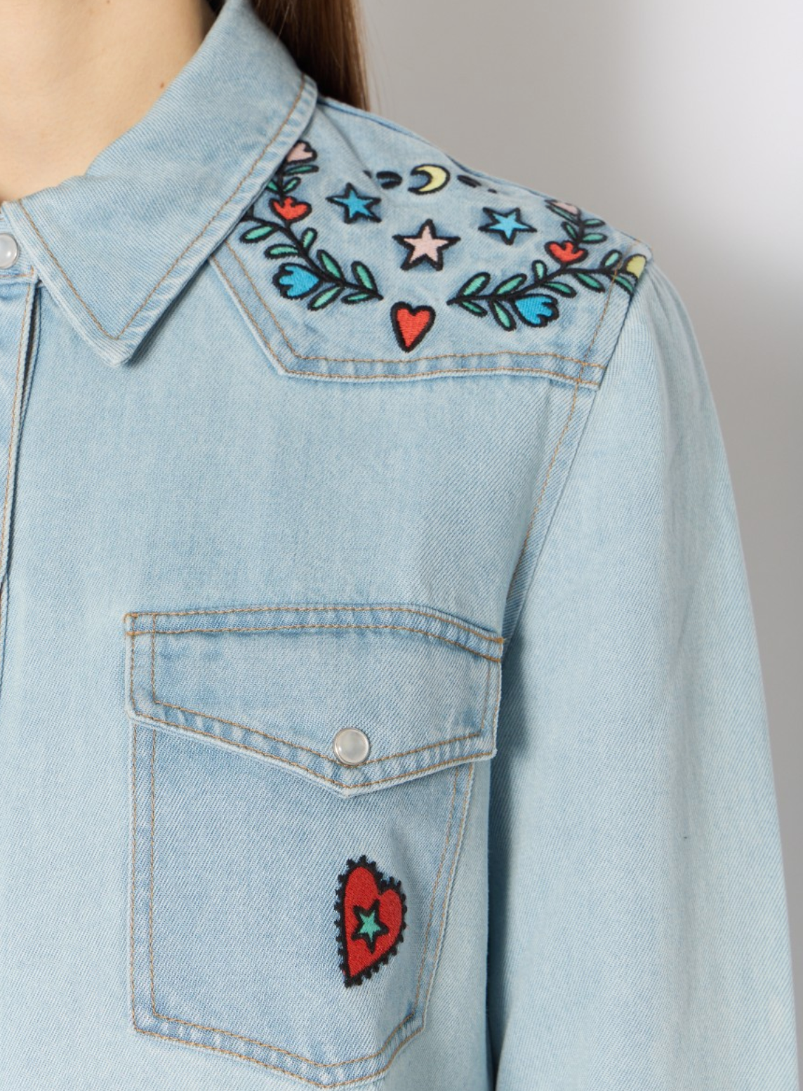 CHEMISE TENCEL AVEC BRODERIES