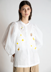 EMBROIDERED DAISY BISHOP SHIRT
