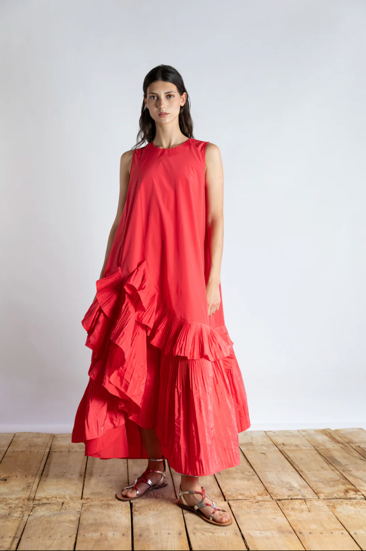 PLEATED ASYMETRICAL DRESS