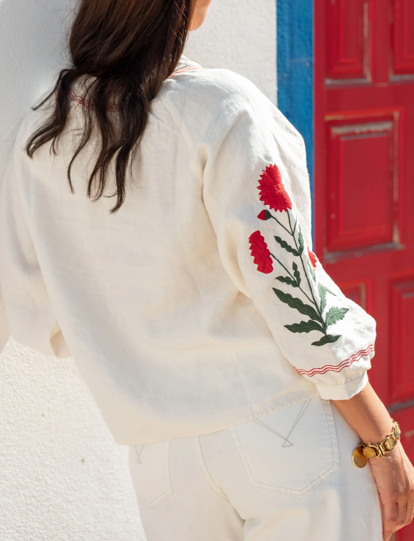 PALERMO EMBROIDERED LINEN BLOUSE
