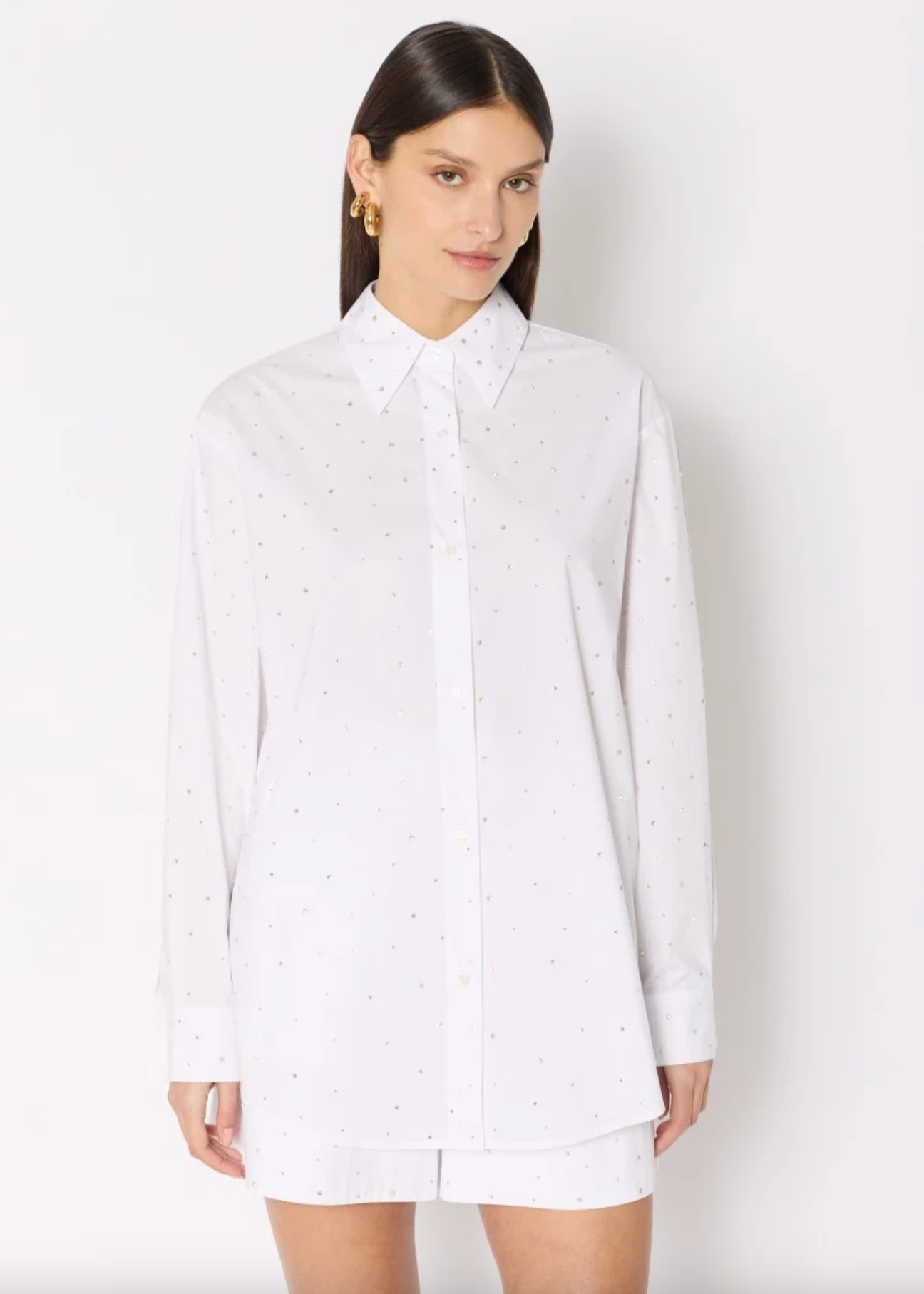 CHEMISE COTON OVERSIZE STRASS