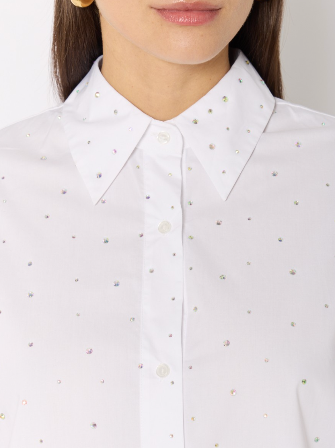 CHEMISE COTON OVERSIZE STRASS