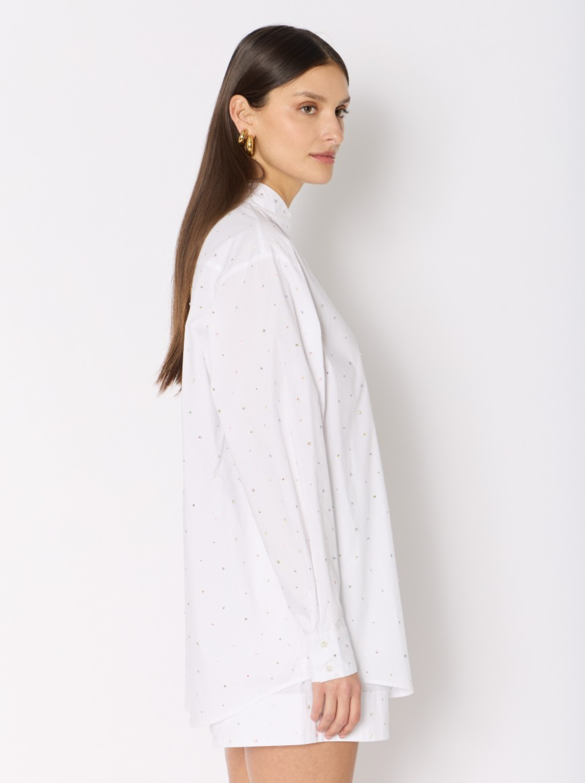 CHEMISE COTON OVERSIZE STRASS