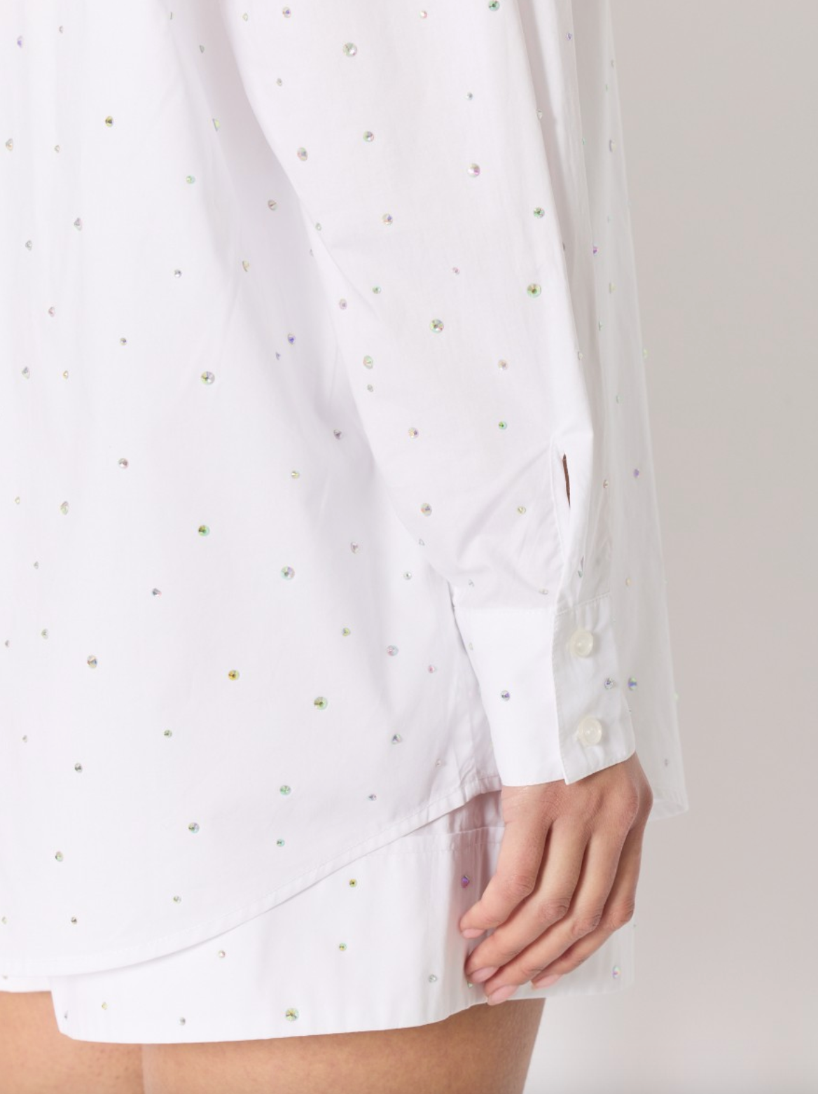 CHEMISE COTON OVERSIZE STRASS