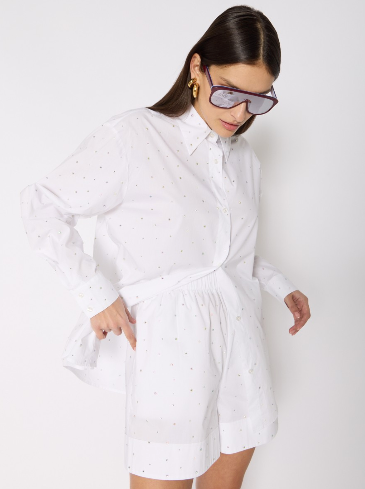 CHEMISE COTON OVERSIZE STRASS