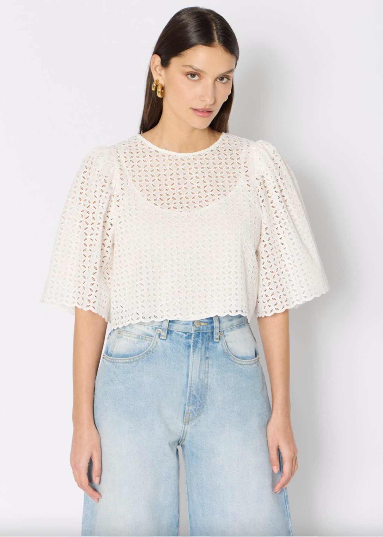 TOP BRODE MANCHES 3/4 COL ROND