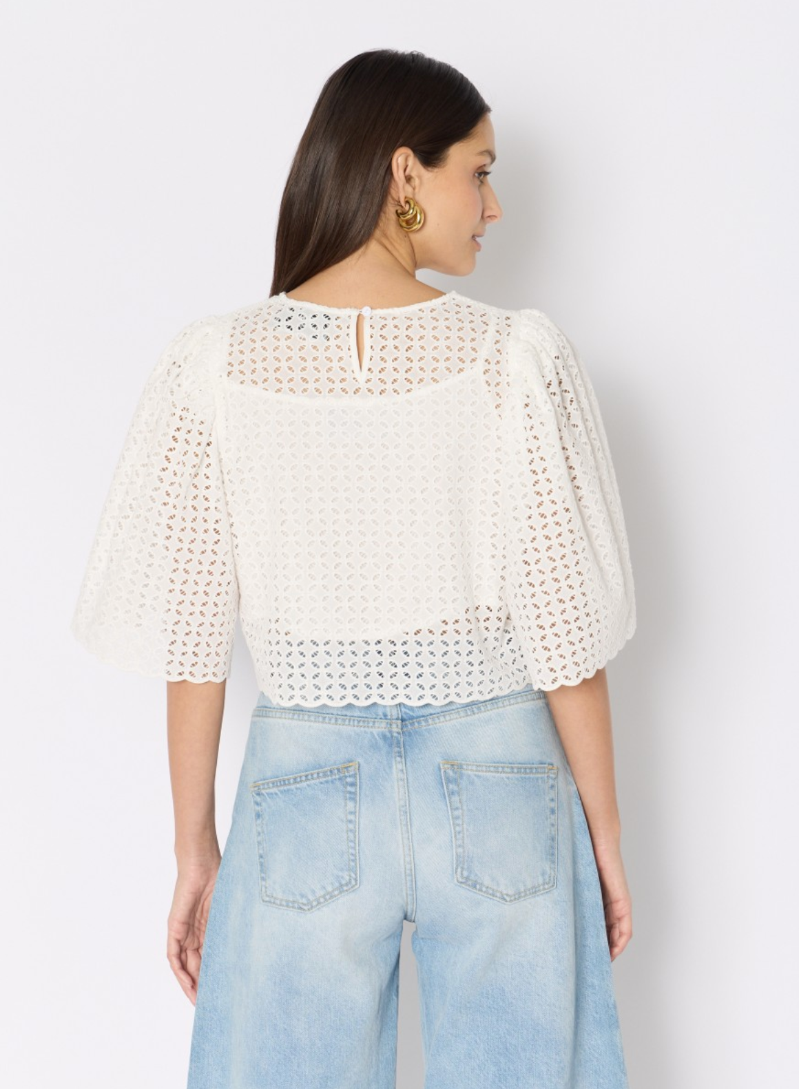 TOP BRODE MANCHES 3/4 COL ROND