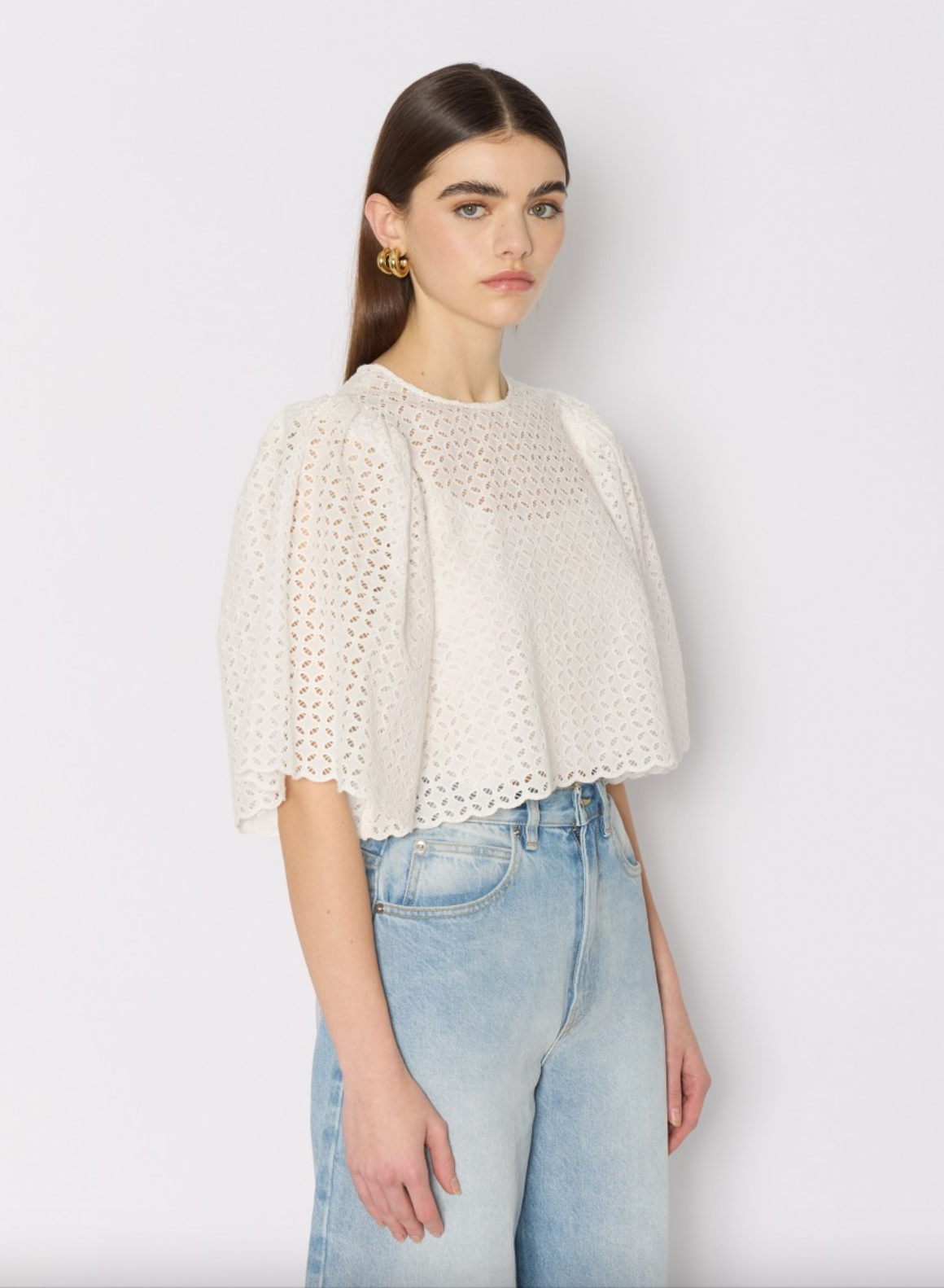 TOP BRODE MANCHES 3/4 COL ROND