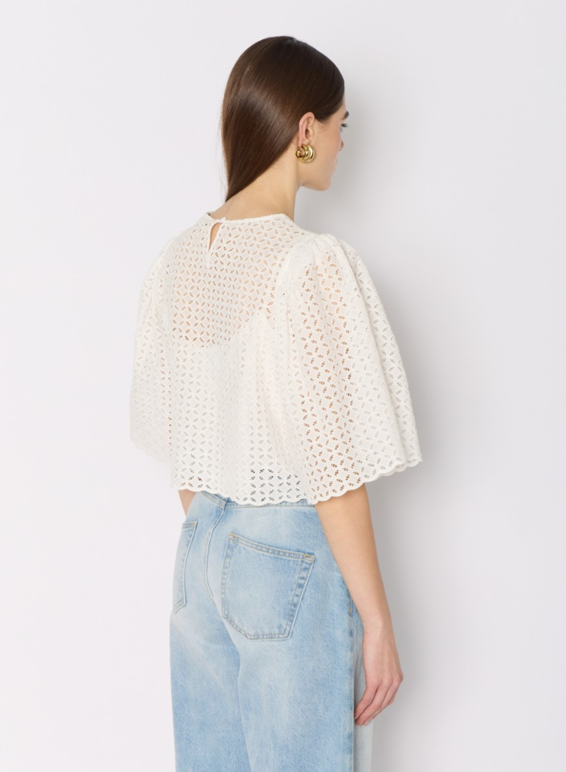 TOP BRODE MANCHES 3/4 COL ROND