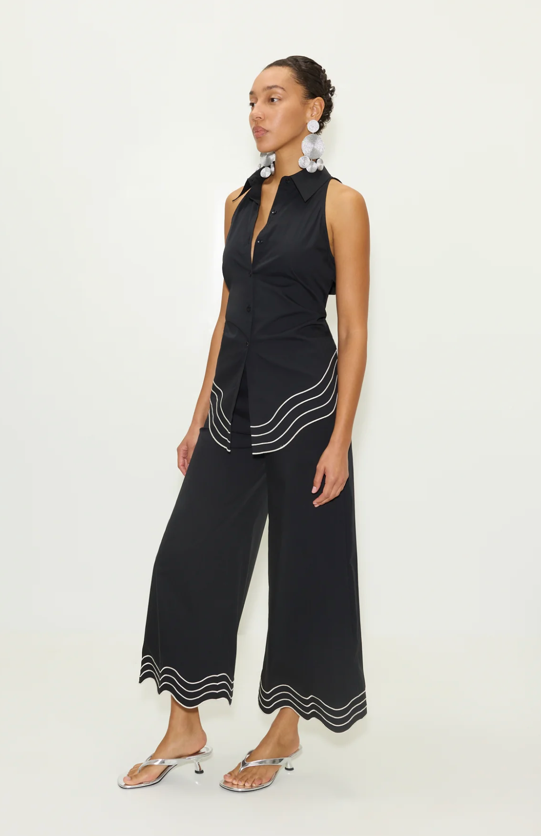 WAVY CROPPED POPLIN PANT
