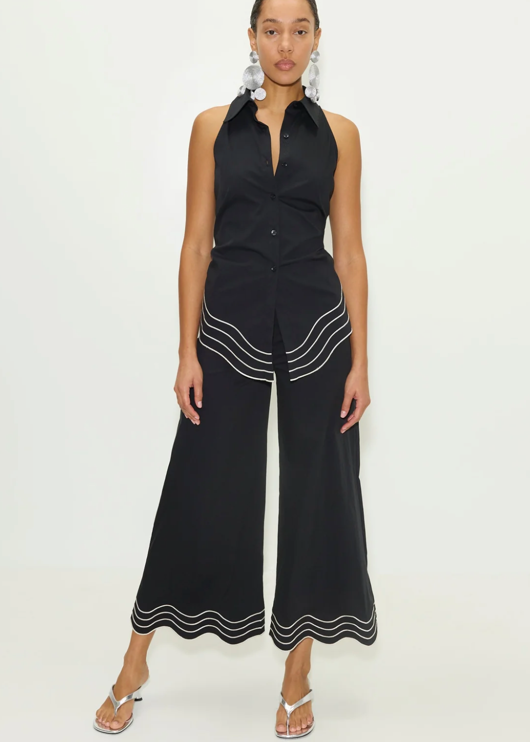 WAVY CROPPED POPLIN PANT