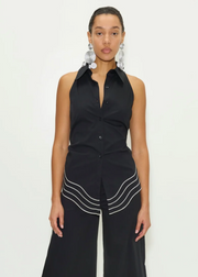 WAVY SLEEVELESS LOCH BUTTON UP