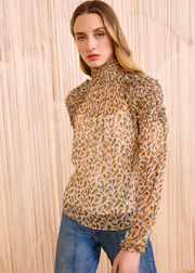 MAGDALENA SILK SMOCKED BLOUSE