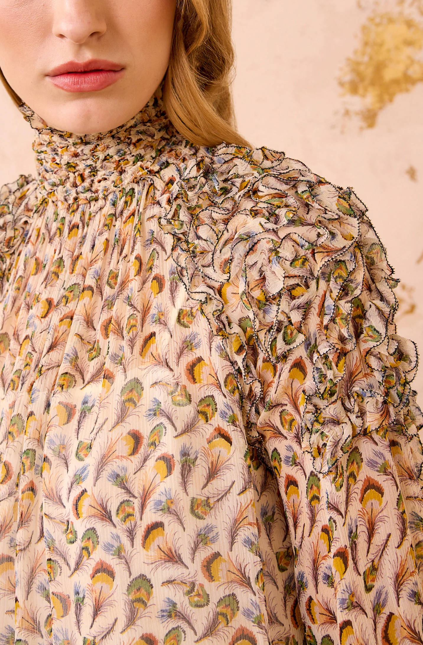 MAGDALENA SILK SMOCKED BLOUSE