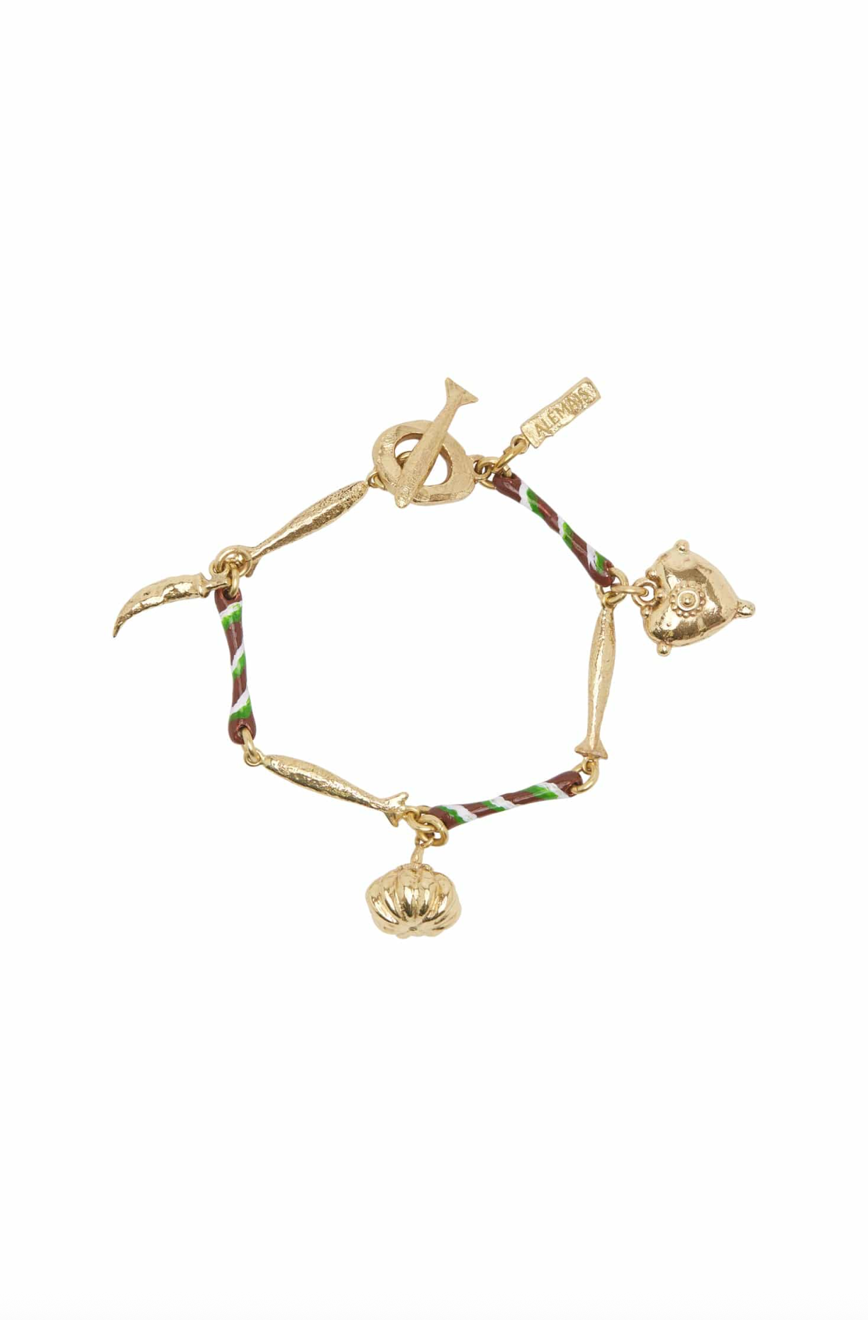 TESORI VERDE STRIPE CHARM BRACELET GOLD