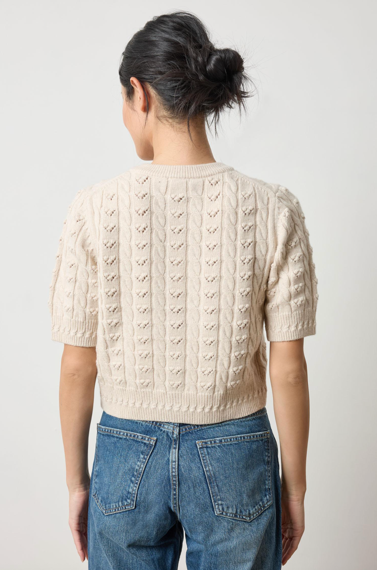 SHORT SLEEVE CARDIGAN SWEATER