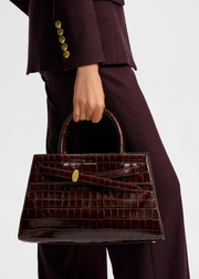 CROC EMBOSSED VERONICA BEARD DASH BAG CHESTNUT