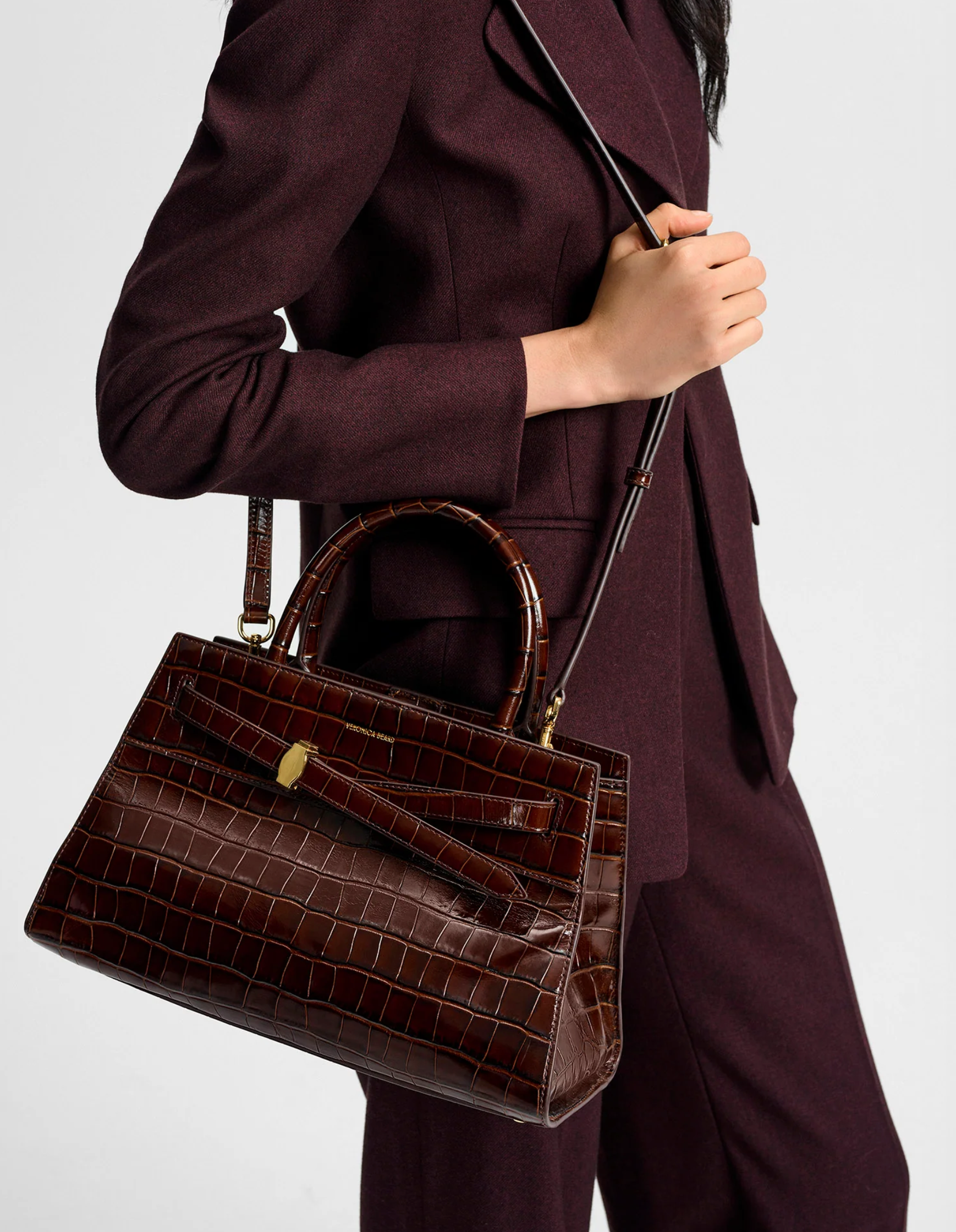 CROC EMBOSSED VERONICA BEARD DASH BAG CHESTNUT