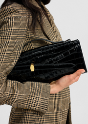 CROC EMBOSSED VERONICA BEARD DASH CLUTCH BLACK