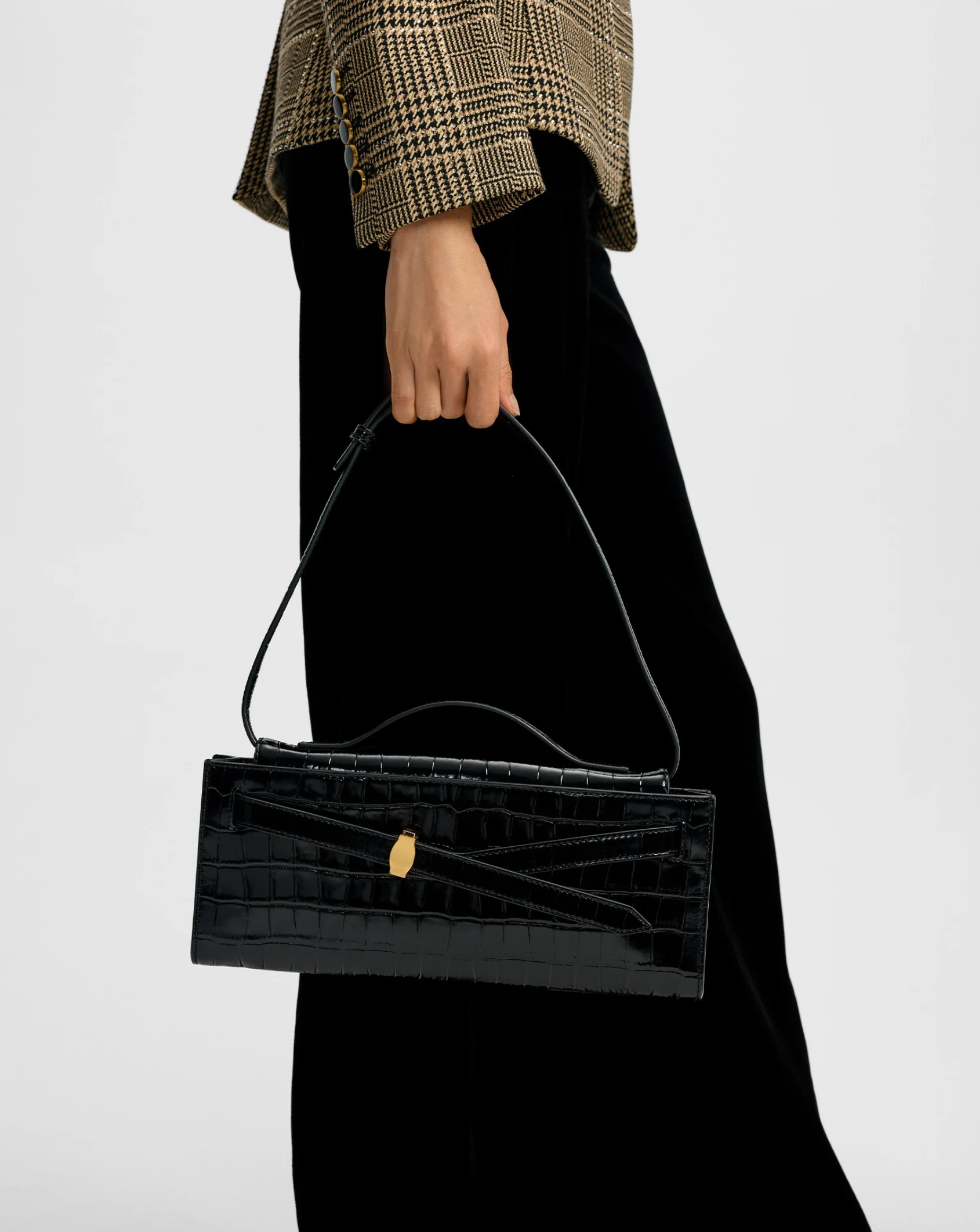 CROC EMBOSSED VERONICA BEARD DASH CLUTCH BLACK