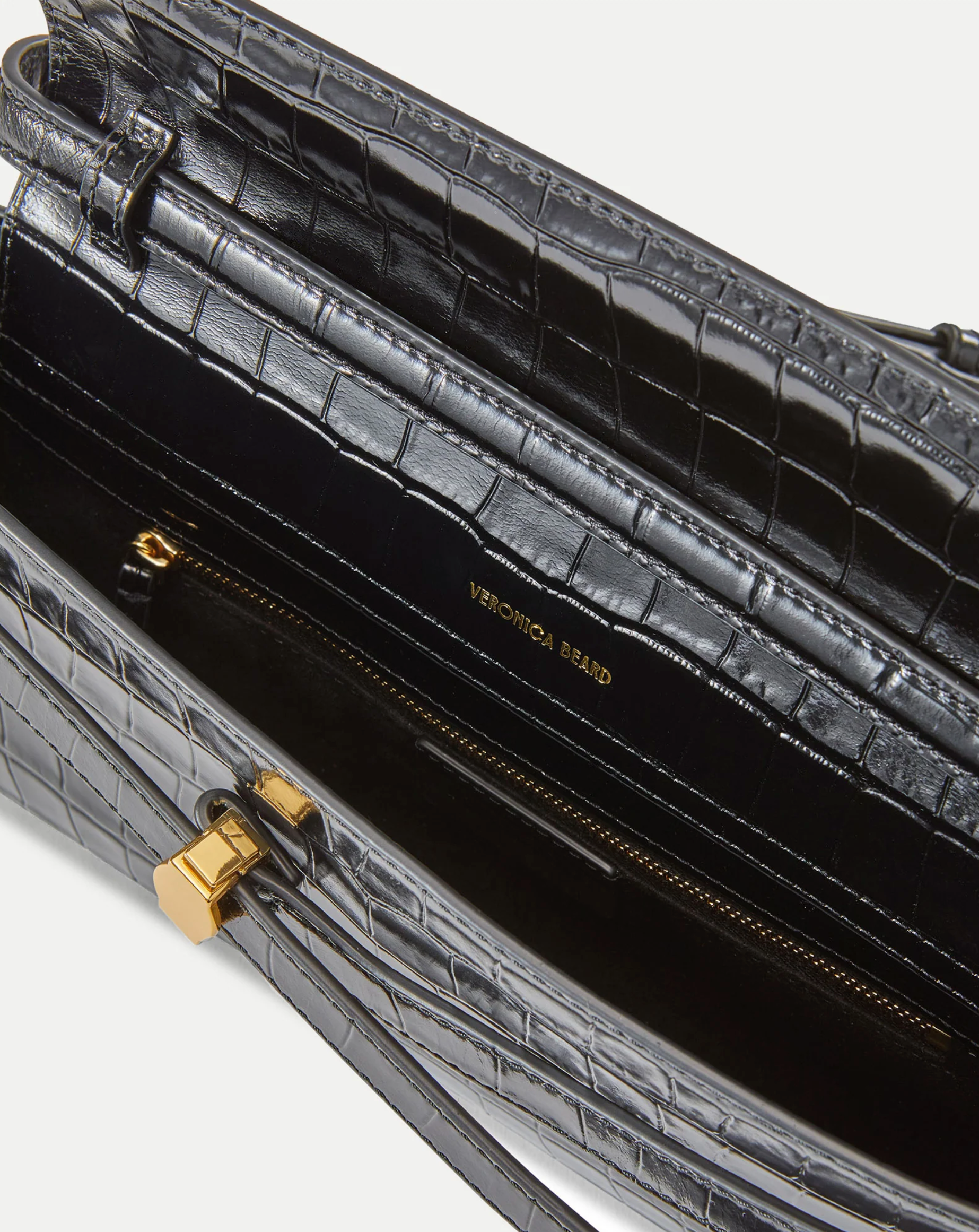 CROC EMBOSSED VERONICA BEARD DASH CLUTCH BLACK