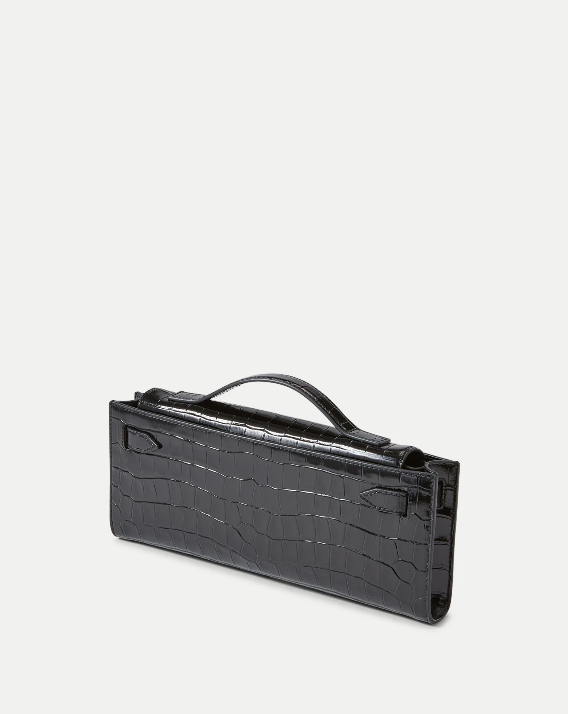 CROC EMBOSSED VERONICA BEARD DASH CLUTCH BLACK